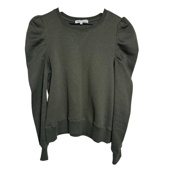 Rebecca Minkoff Sweaters - Rebecca Minkoff Janine Puff Sleeve Sweatshirt in Olive Green Small Cotton Blend